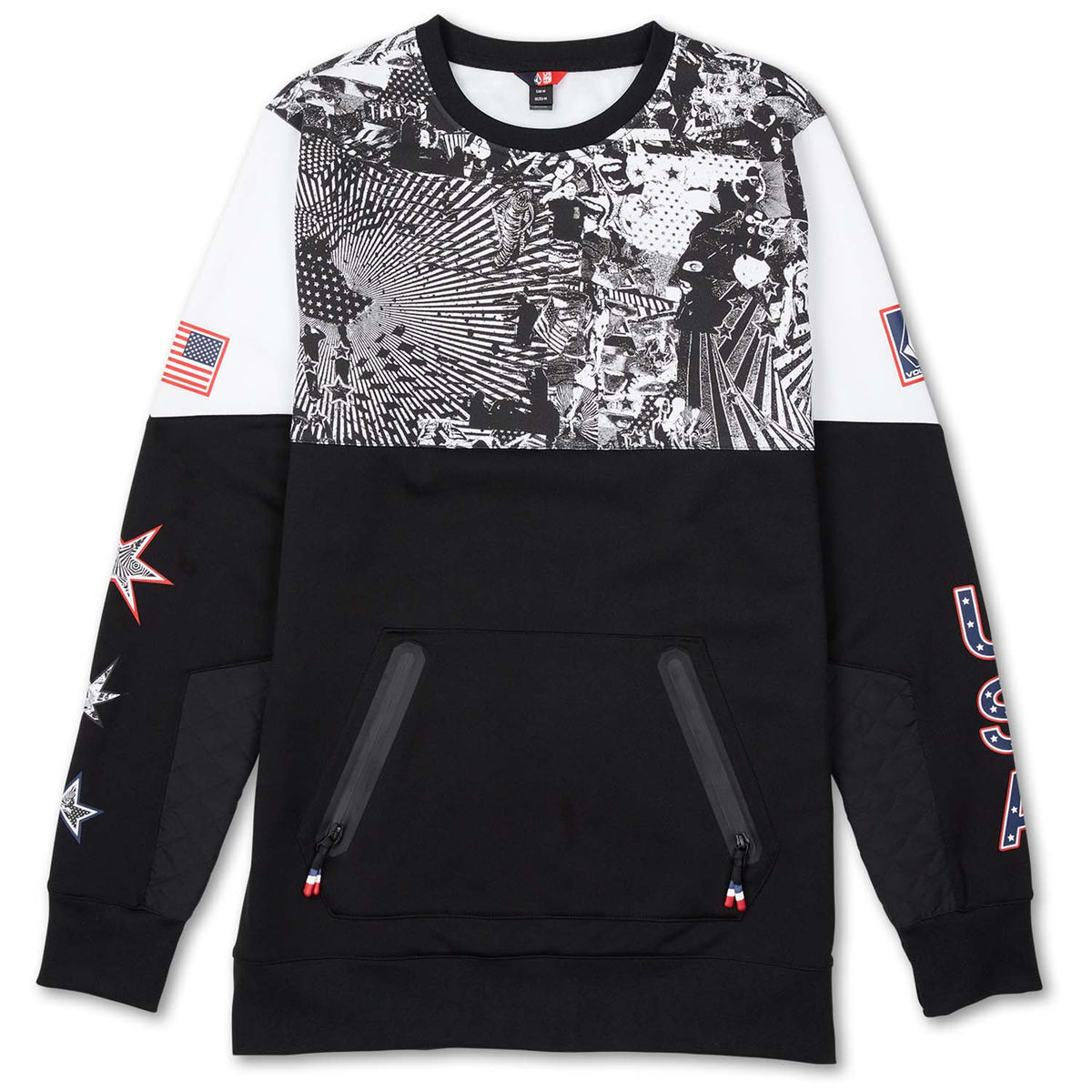 Volcom USST Let It Storm Crew Fleece - Men's Black White