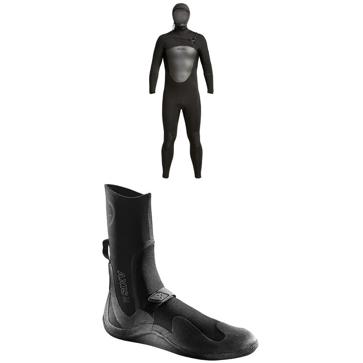 XCEL 5/4 Axis Hooded Wetsuit + 5mm Axis Round Toe Wetsuit Boots