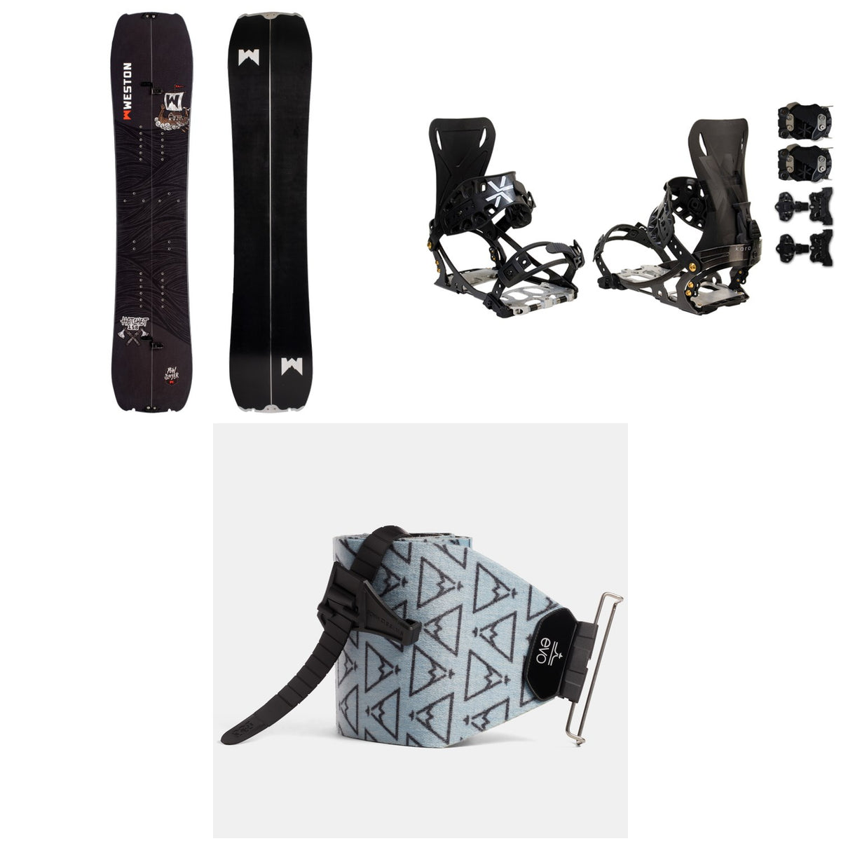 Weston Hatchet Splitboard + Karakoram PRIME X + Split Interface Splitboard Bindings + evo x Pomoca Pro Glide Splitboard Skins 2022