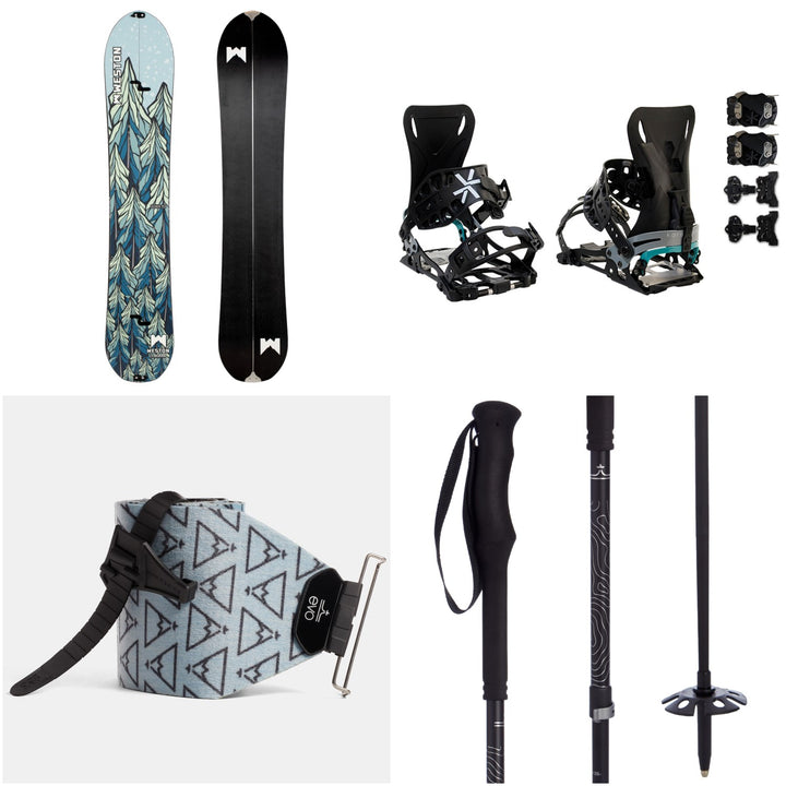 Weston Seeker Splitboard + Karakoram PRIME NOMAD W + Split Interface Splitboard Bindings + evo x Pomoca Pro Glide Splitboard Skins + evo Uproar Collapsible Ski Poles - Women's 2022
