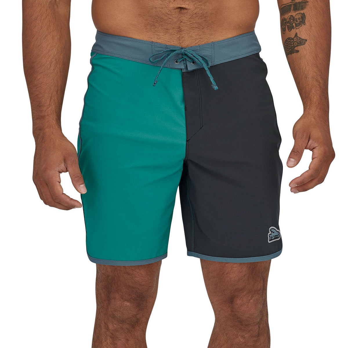 Patagonia Hydropeak Scallop 18" Shorts - Men's Flying Fish Patch/Harlequin Ink Black