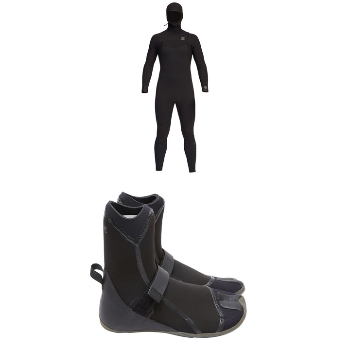 Billabong 4/3 Furnace Comp Chest Zip Hooded Wetsuit + 3mm Furnace Hidden Split Wetsuit Boots
