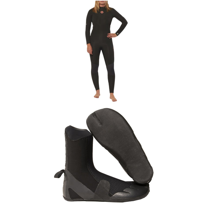 Sisstrevolution 4/3 7 Seas Back Zip Wetsuit + 3mm Split Toe Wetsuit Boots - Women's