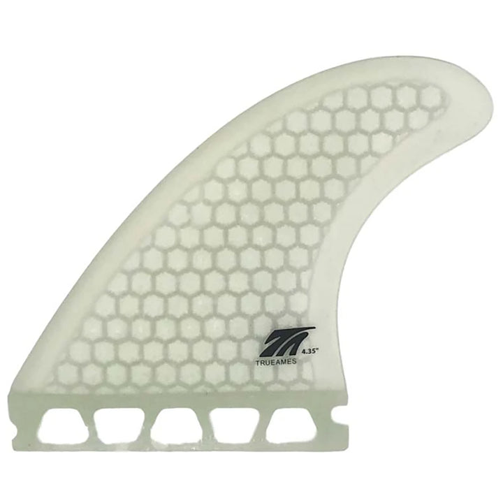 True Ames Side Bite 4.35" Futures Fin Set Clear Hexcore