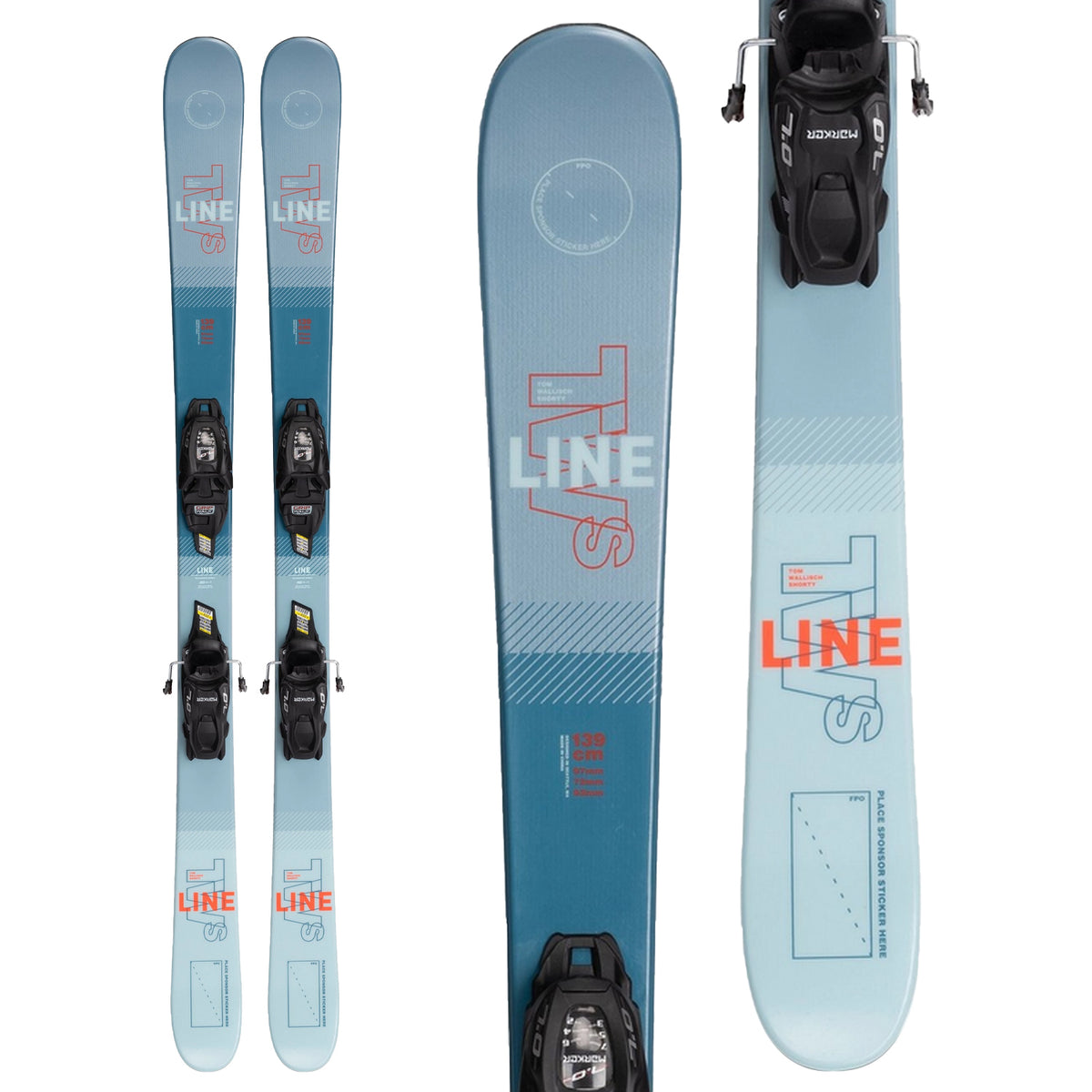Line Skis Tom Wallisch Shorty Skis + FTD 7.0 Bindings - Boys' 2022