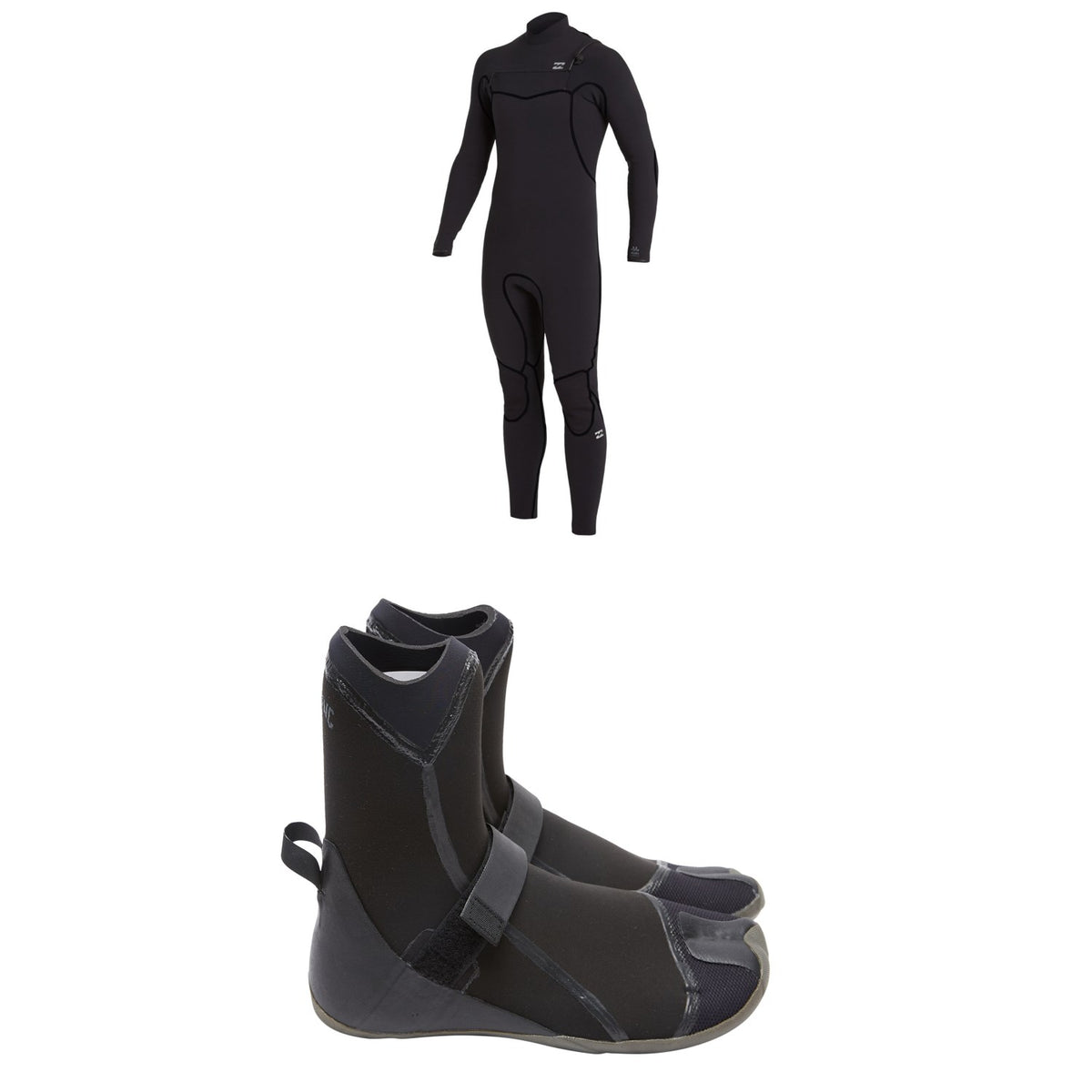 Billabong 4/3 Furnace Chest Zip Wetsuit + 3mm Furnace Hidden Split Wetsuit Boots