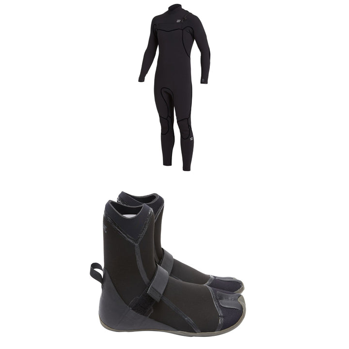 Billabong 4/3 Furnace Chest Zip Wetsuit + 3mm Furnace Hidden Split Wetsuit Boots