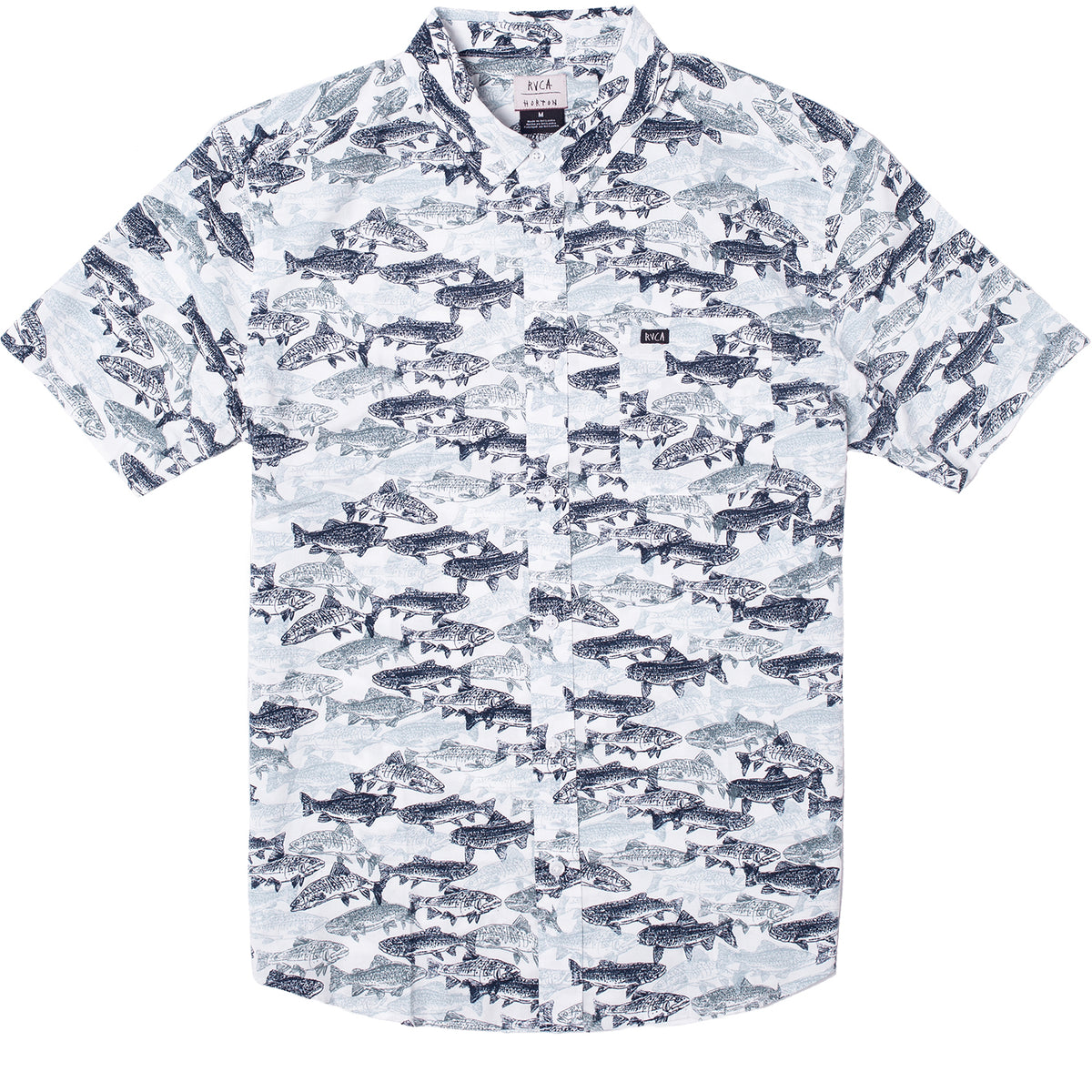RVCA Horton Fish Camo Short Sleeve - Men's Antique White