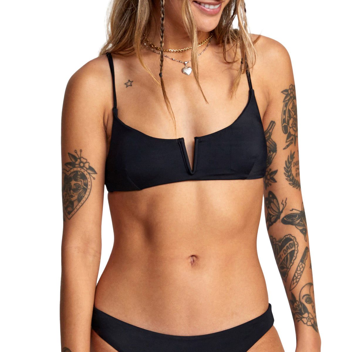 RVCA Solid V-Wire Bralette Bikini Top - Women's Black