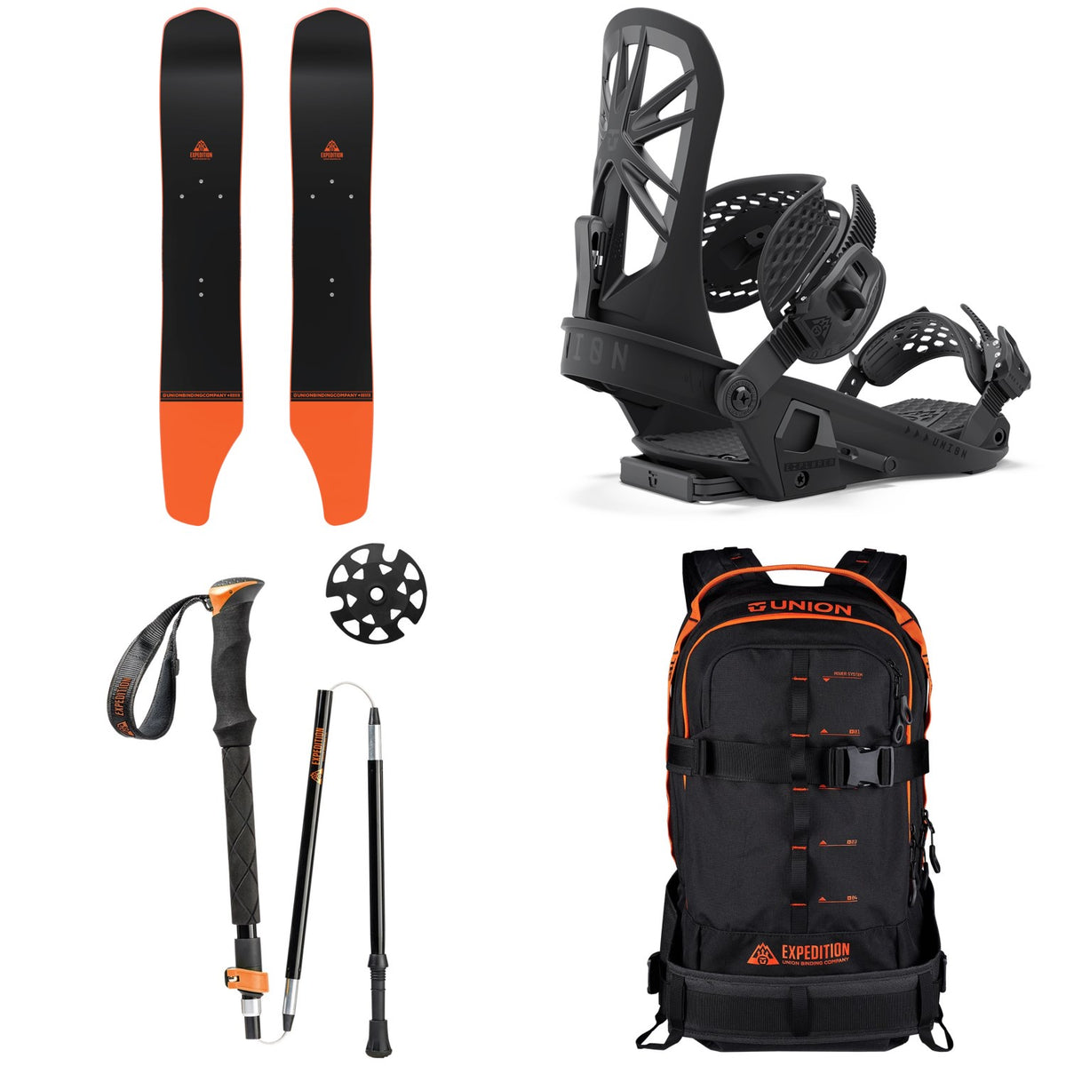 Union Rover Approach Skis + Explorer Splitboard Bindings + Aluminum Splitboard Poles + Union Rover Backpack 2022