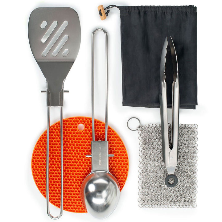 GSI Outdoors Destination 5-Piece Folding Chefs Tool Set Stainless