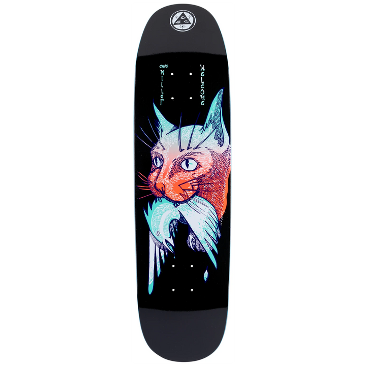 Welcome Cat Gets Bird on Catsblood 2.0 Black 8.75 Skateboard Deck