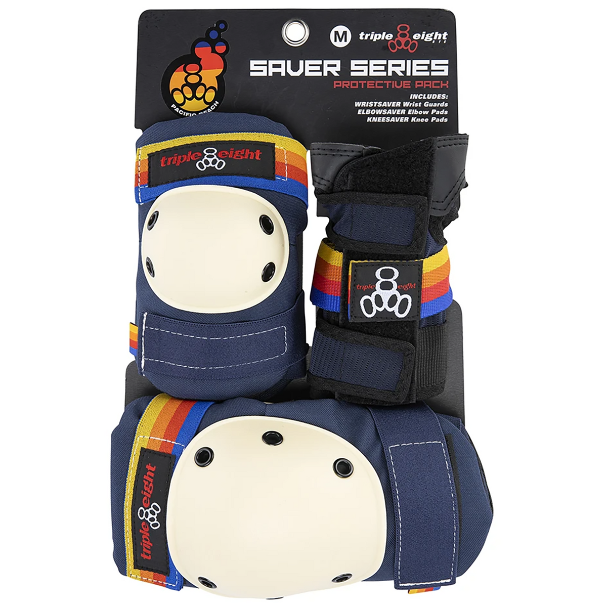Triple 8 Saver Series Color Collection Skateboard Pad Set Pacific Beach