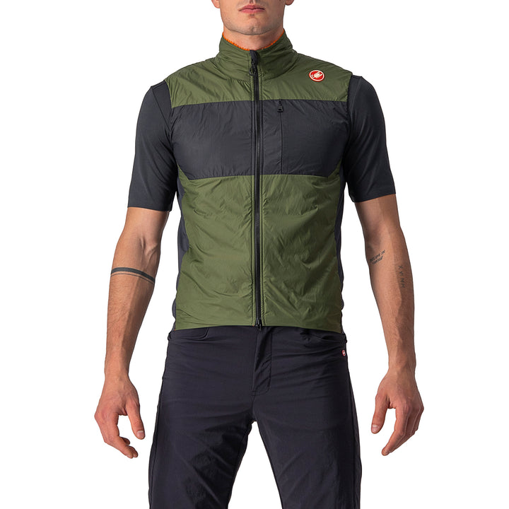 Castelli Unlimited Puffy Vest Light Military Gray/Dark Gray-Brilliant Orange