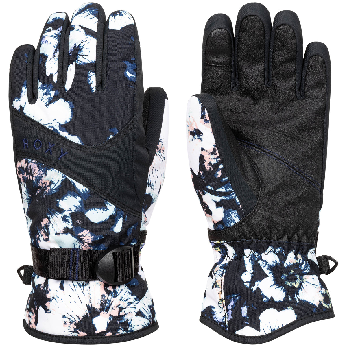 Roxy Jetty Gloves - Girls' True Black/Black Flowers