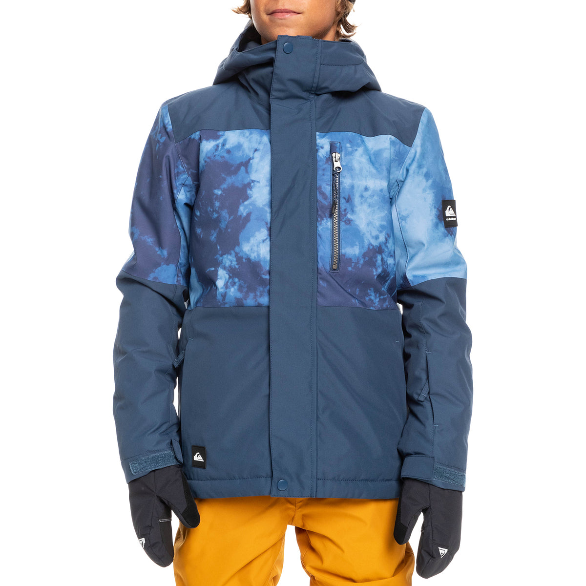 Quiksilver Mission Printed Block Jacket - Boys' Insignia Blue Quiet Storm