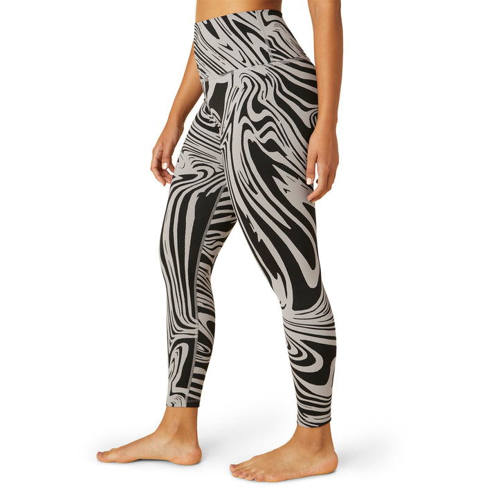 Beyond Yoga High Waisted Midi Leggings - Women's Gray Swirl Jacquard