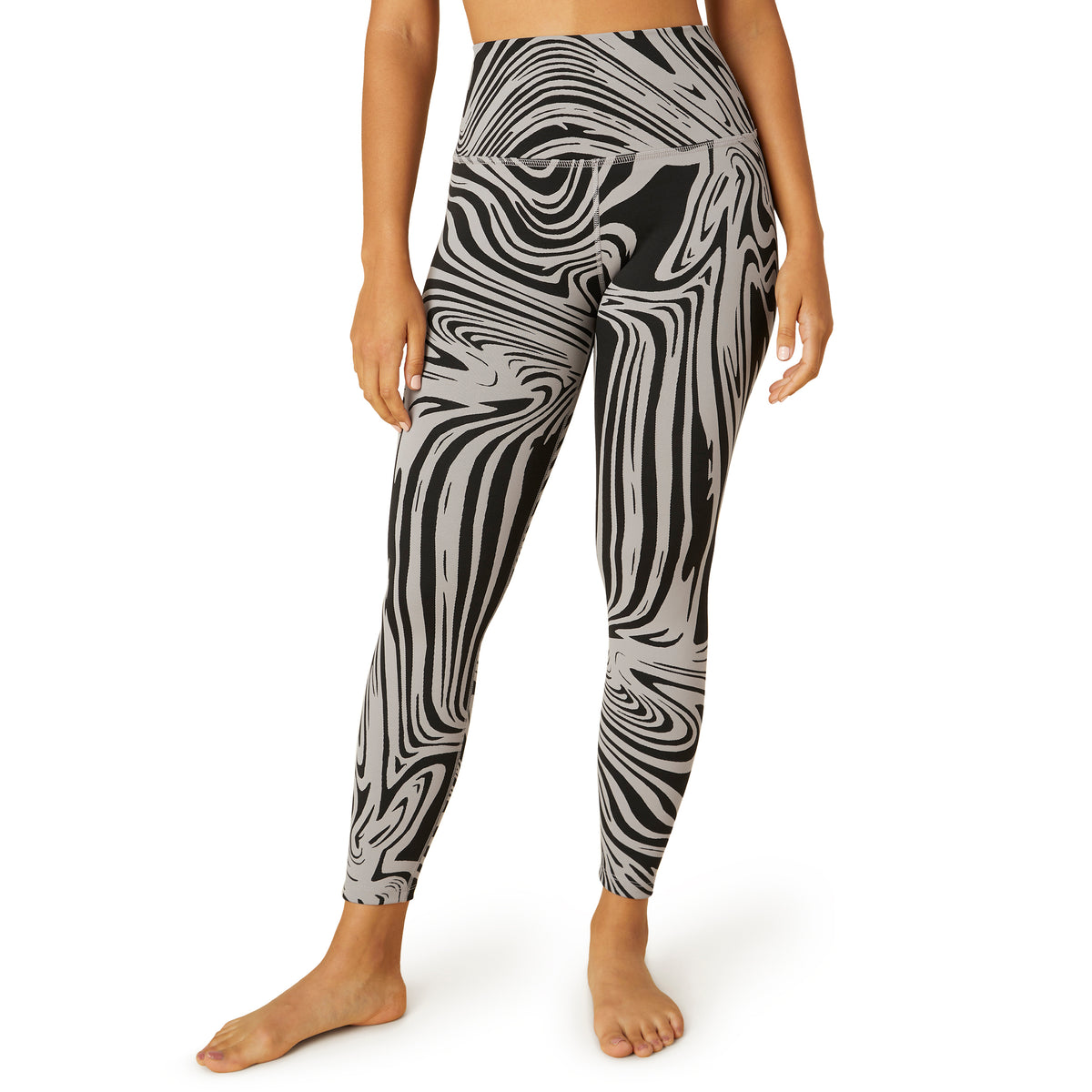 Beyond Yoga High Waisted Midi Leggings - Women's Gray Swirl Jacquard