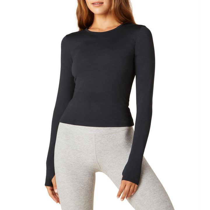 Beyond Yoga Heather Rib Protect Me Sun Shirt - Women's Black Heather