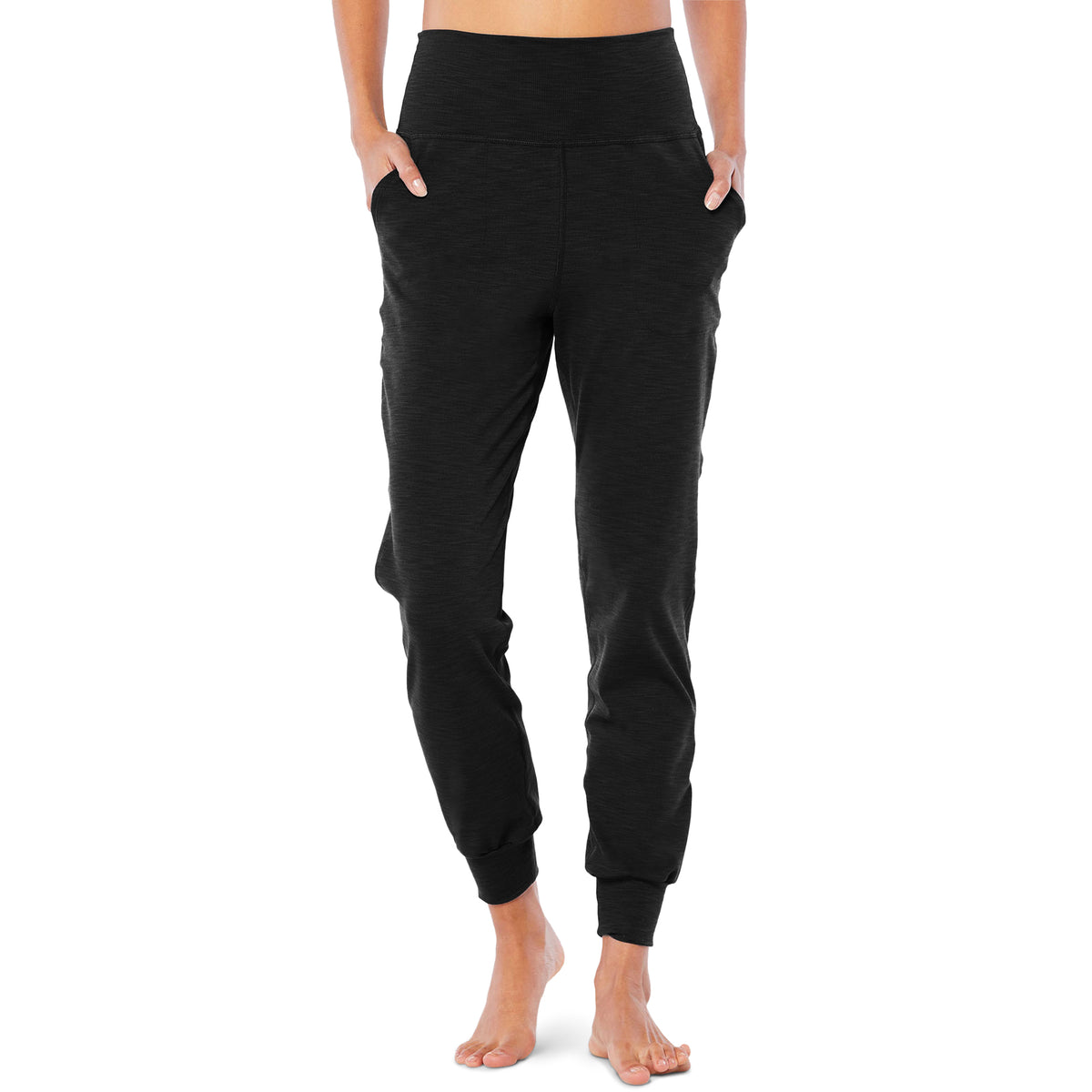 Beyond Yoga Heather Rib Midi Joggers - Women's Black Heather
