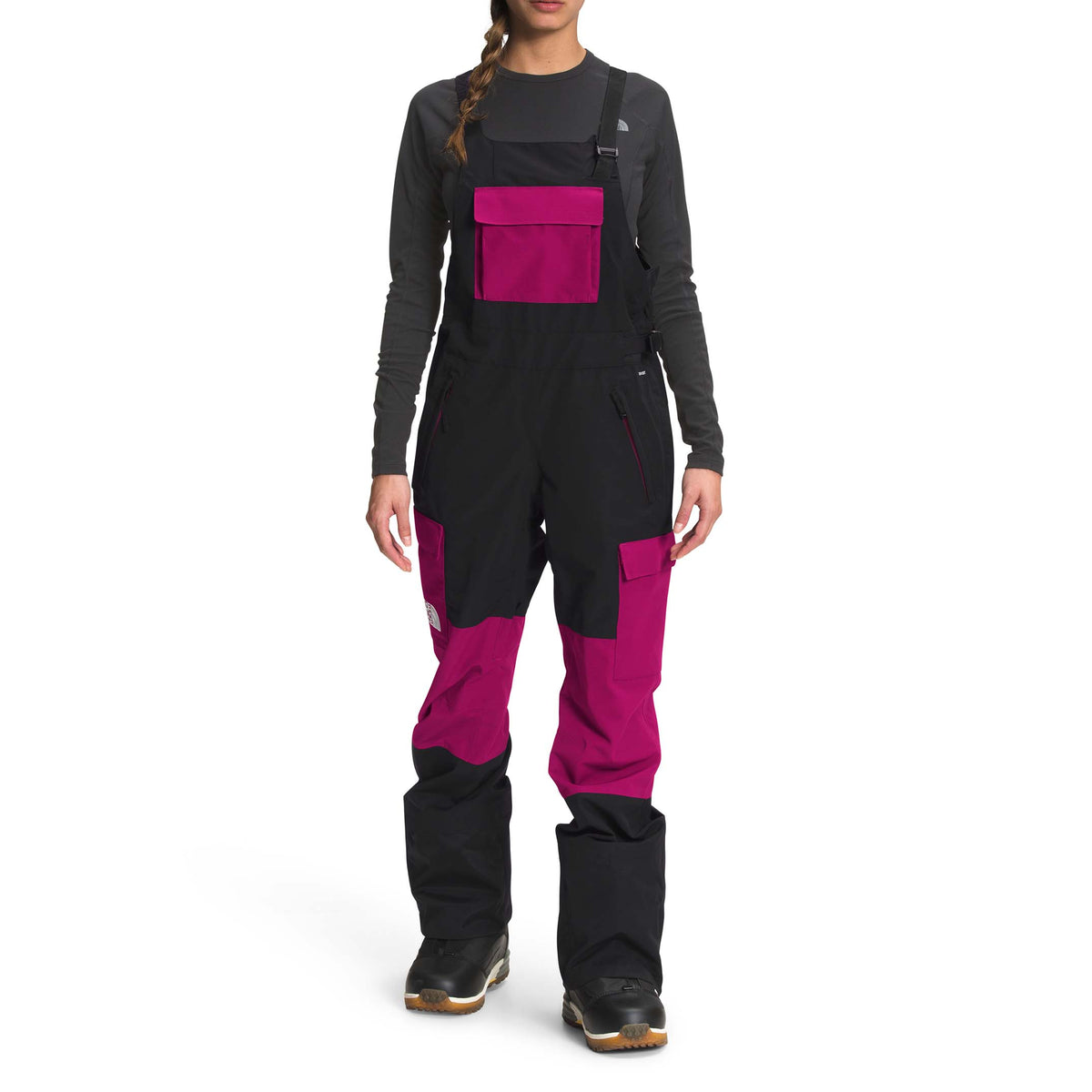 The North Face Dragline Tall Bibs - Women's TNF Black/Roxbury Pink