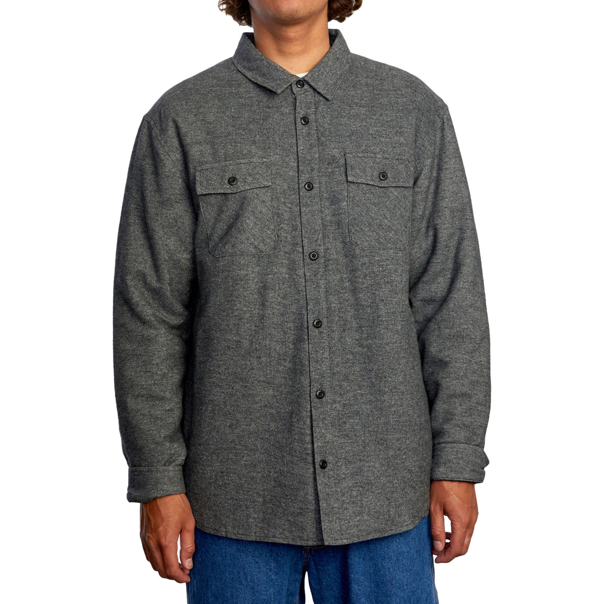 RVCA Husker Quilted Flannel Shirt - Men's Black Marle