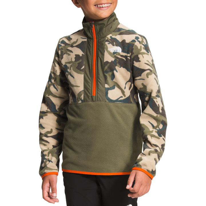 The North Face Printed Glacier 1/4 Zip Sweater - Kids' New Taupe Green Explorer Camo Print