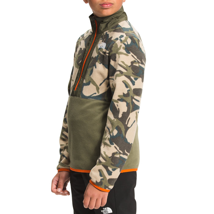 The North Face Printed Glacier 1/4 Zip Sweater - Kids' New Taupe Green Explorer Camo Print