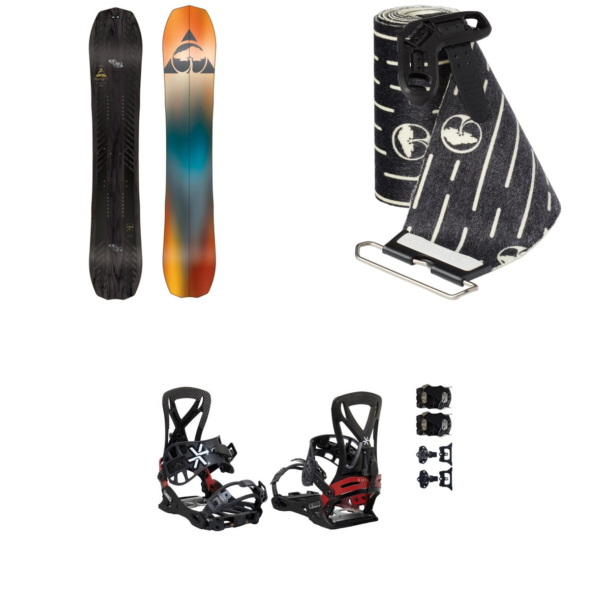 Arbor Bryan Iguchi Pro Splitboard + Angusta Guch Splitboard Skins + Karakoram PRIME Grizzly + Splitboard Interface Splitboard Bindings 2022