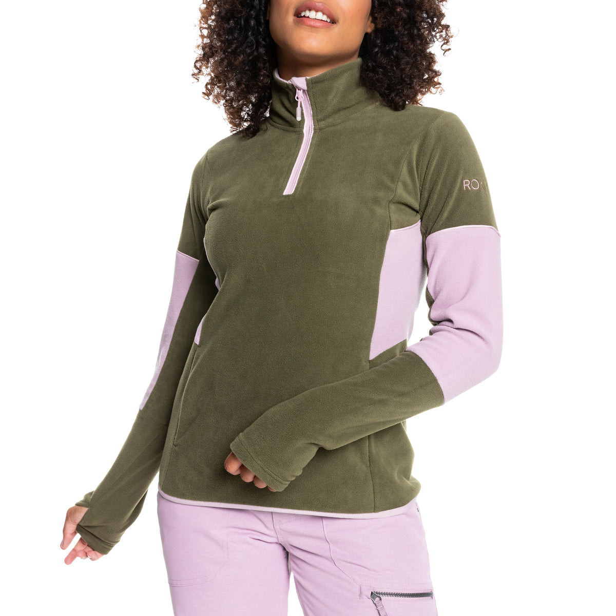 Roxy Sayna Half Zip Fleece - Women's Burnt Olive