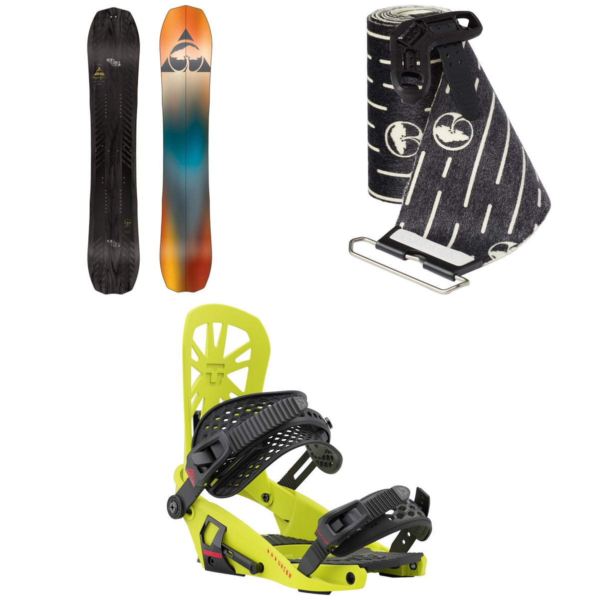 Arbor Bryan Iguchi Pro Splitboard + Angusta Guch Splitboard Skins + Union Explorer Splitboard Bindings 2022