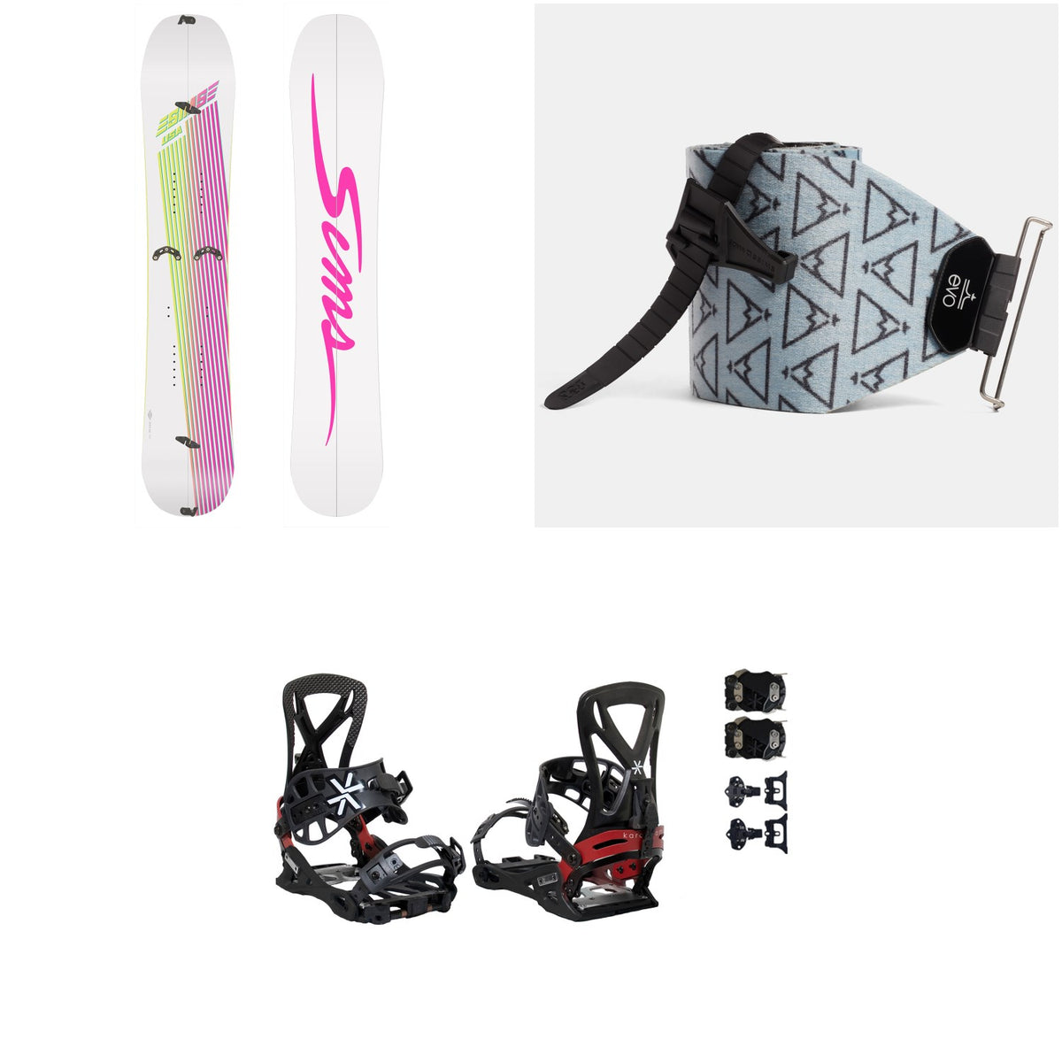 Sims ATV-X Splitboard + evo x Pomoca Pro Glide Splitboard Skins + Karakoram PRIME Grizzly + Splitboard Interface Splitboard Bindings 2022