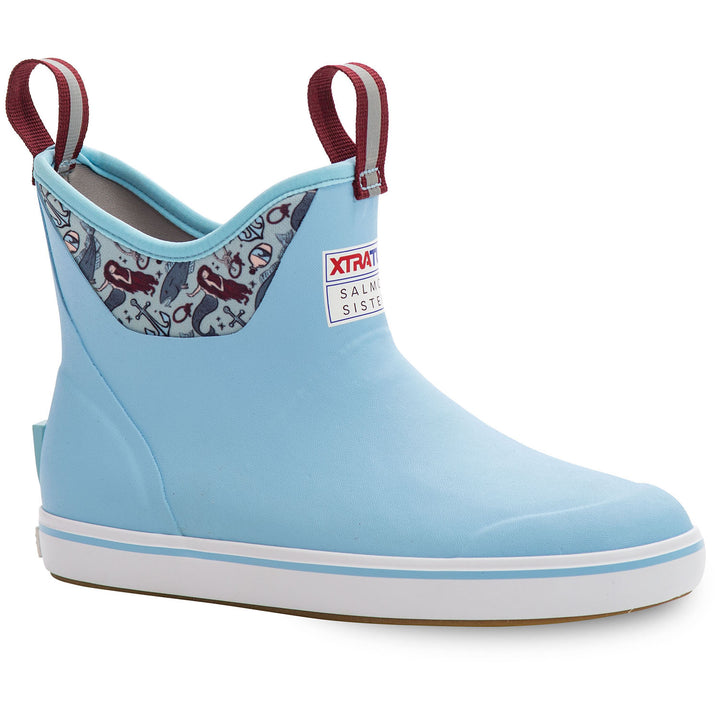 XTRATUF 6" Salmon Sisters Ankle Deck Boots - Women's Light Blue/Mermaid