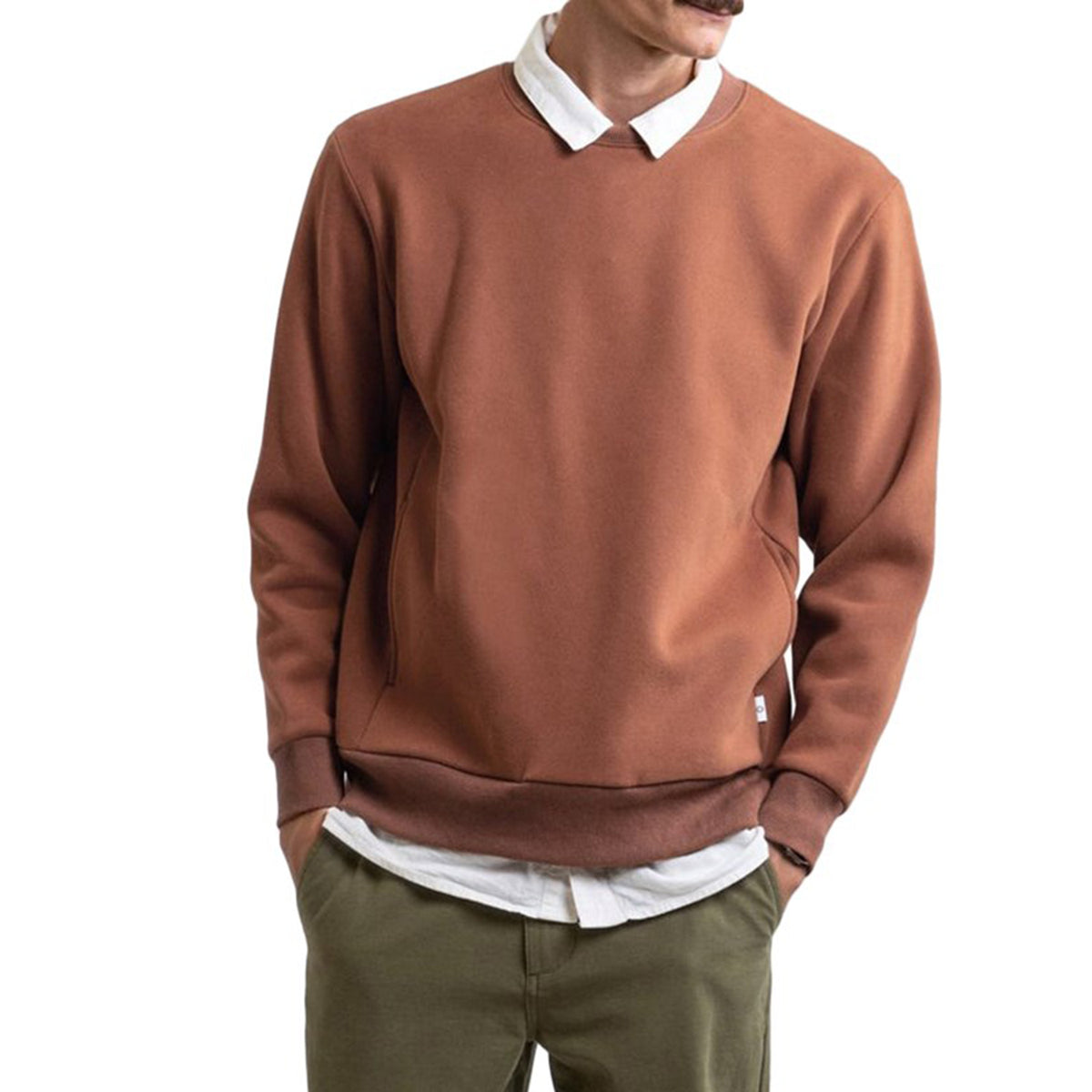 Rhythm Classic Fleece Crew Sweatshirt - Men's Baked Clay