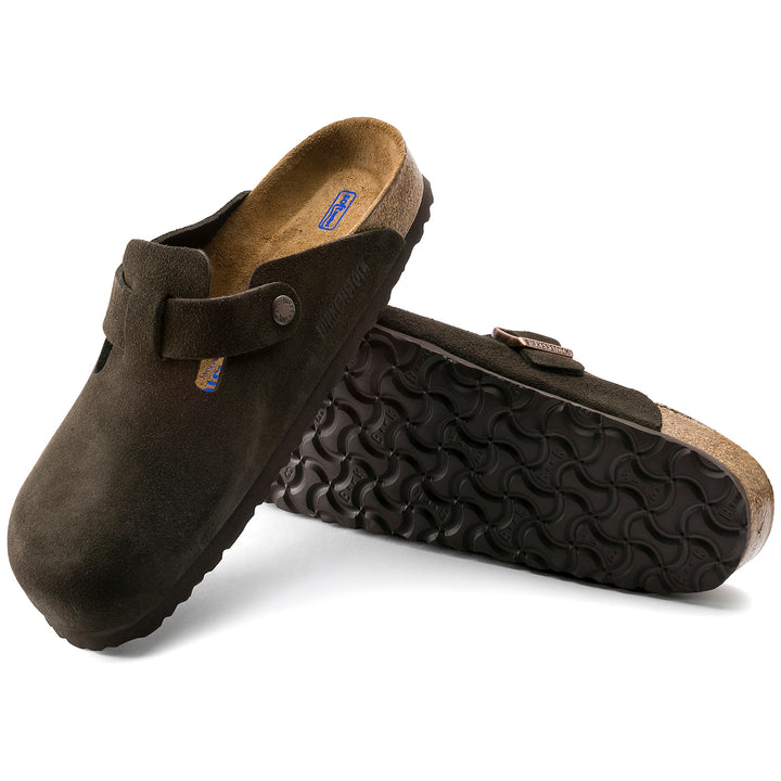 Birkenstock Boston Suede Soft Footbed Clogs - Men's Mocha