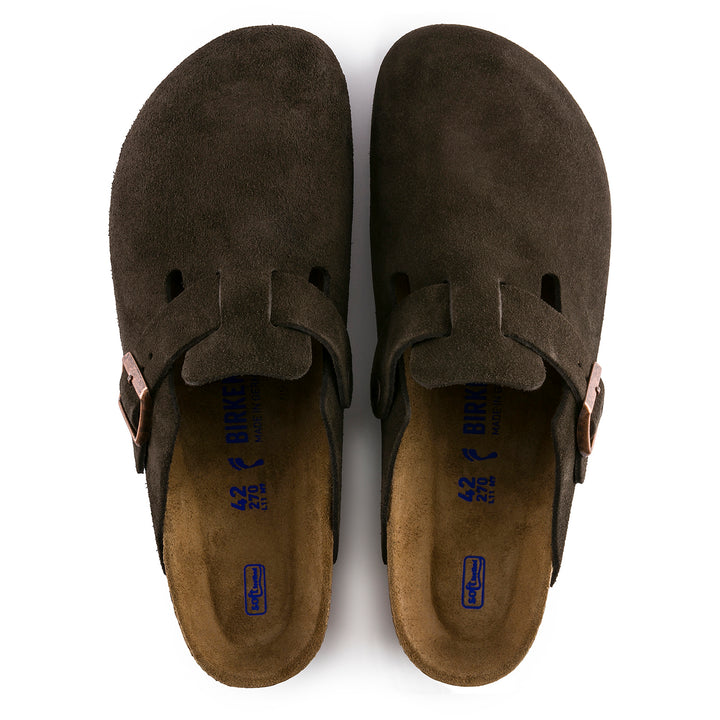 Birkenstock Boston Suede Soft Footbed Clogs - Men's Mocha