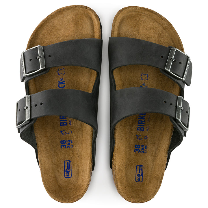 Birkenstock Arizona Oiled Leather Soft Footbed Sandals - Women's Black