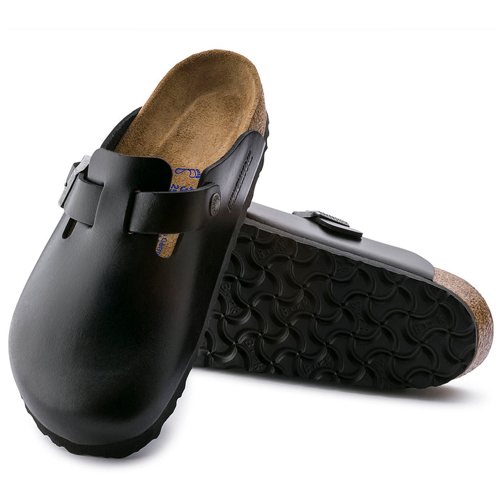 Birkenstock Boston Soft Footbed Leather Clogs - Men's Amalfi Black