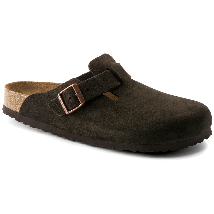 Birkenstock Boston Suede Soft Footbed Clogs - Men's Mocha