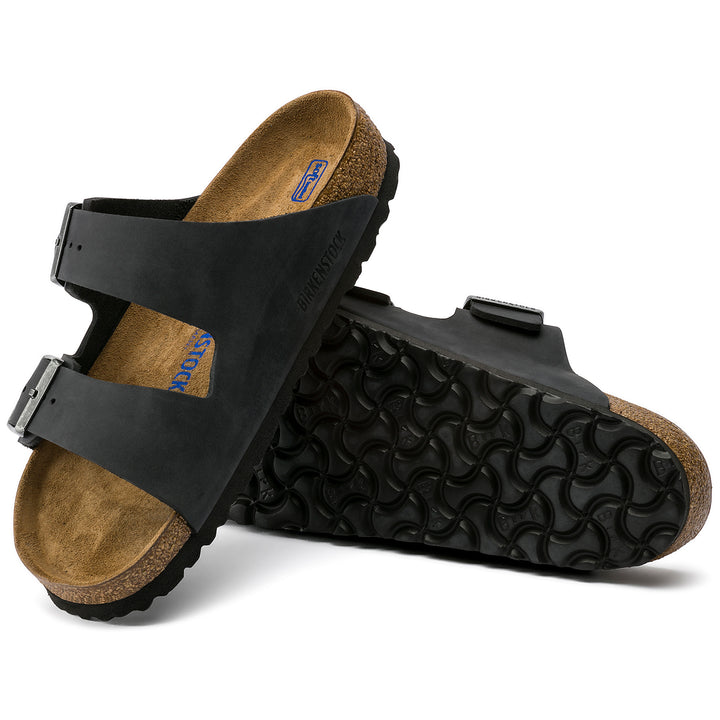 Birkenstock Arizona Oiled Leather Soft Footbed Sandals - Women's Black