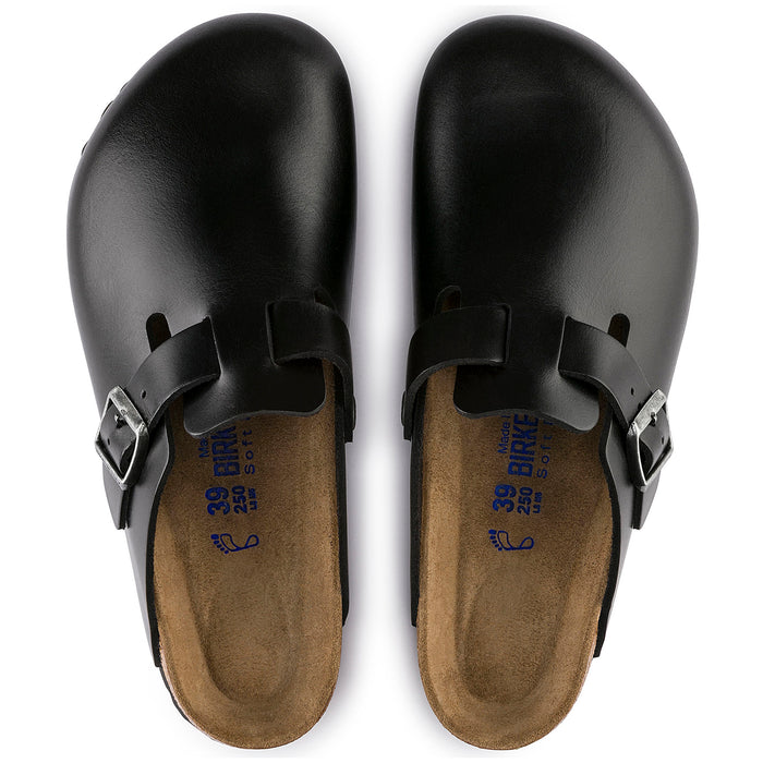 Birkenstock Boston Soft Footbed Leather Clogs - Men's Amalfi Black