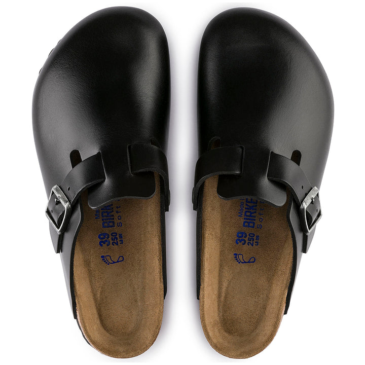 Birkenstock Boston Soft Footbed Leather Clogs - Men's Amalfi Black