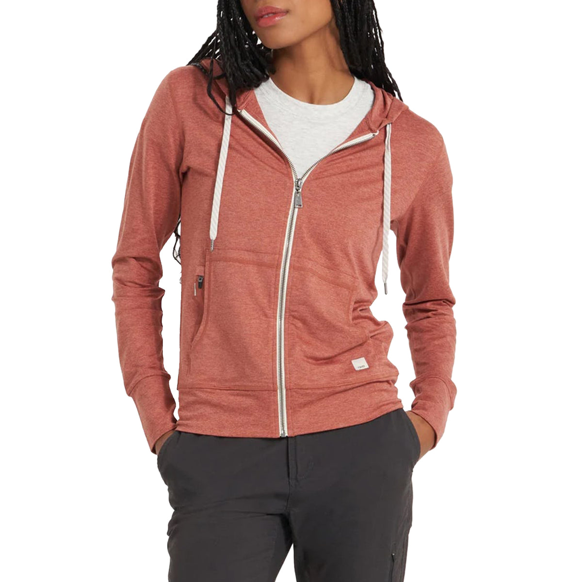 Vuori Halo Performance Zip Hoodie - Women's Cinnamon Heather