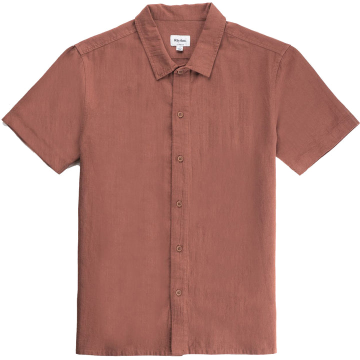 Rhythm Classic Linen Short-Sleeve Shirt - Men's Baked Clay