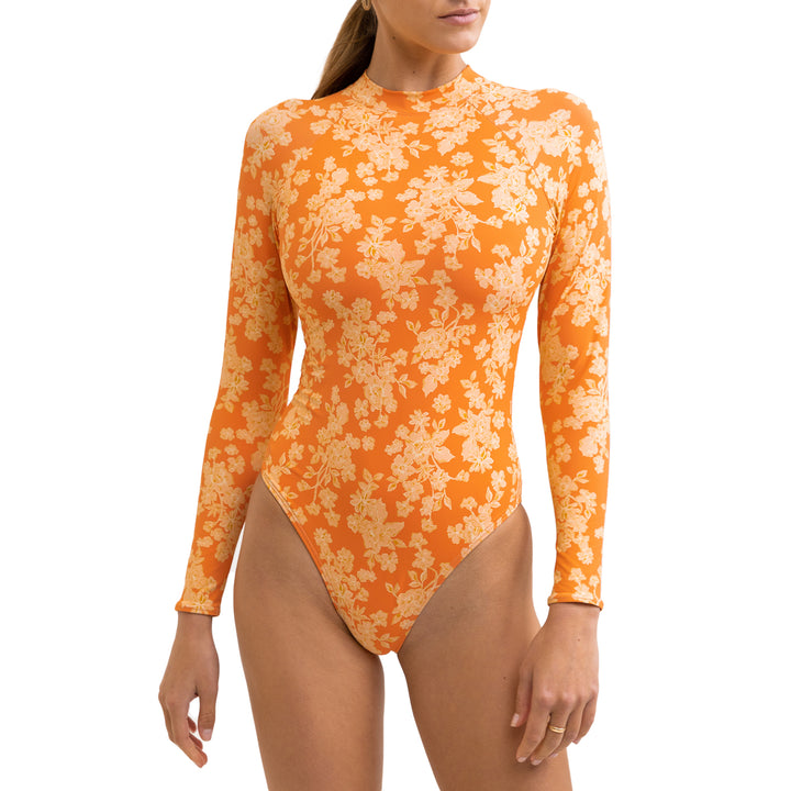 Rhythm Serene Long-Sleeve One-Piece Swimsuit - Women's Dusty Orange