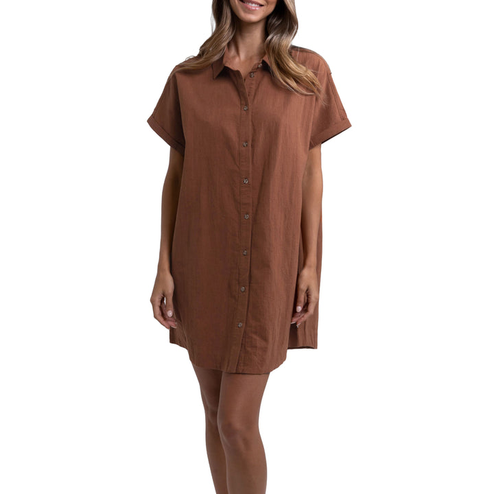 Rhythm Classic Linen Shirt Dress - Women's Baked Clay
