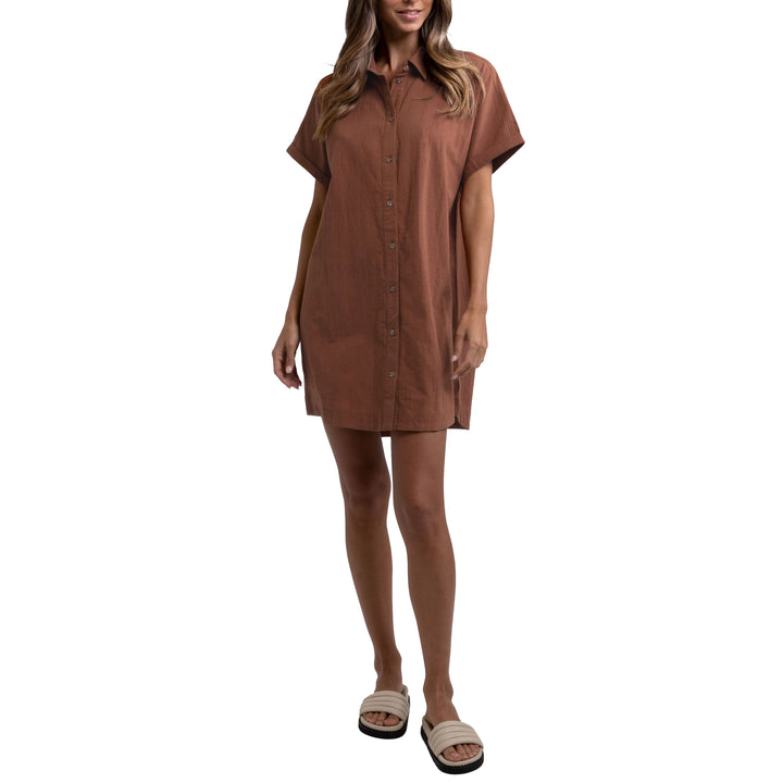 Rhythm Classic Linen Shirt Dress - Women's Baked Clay