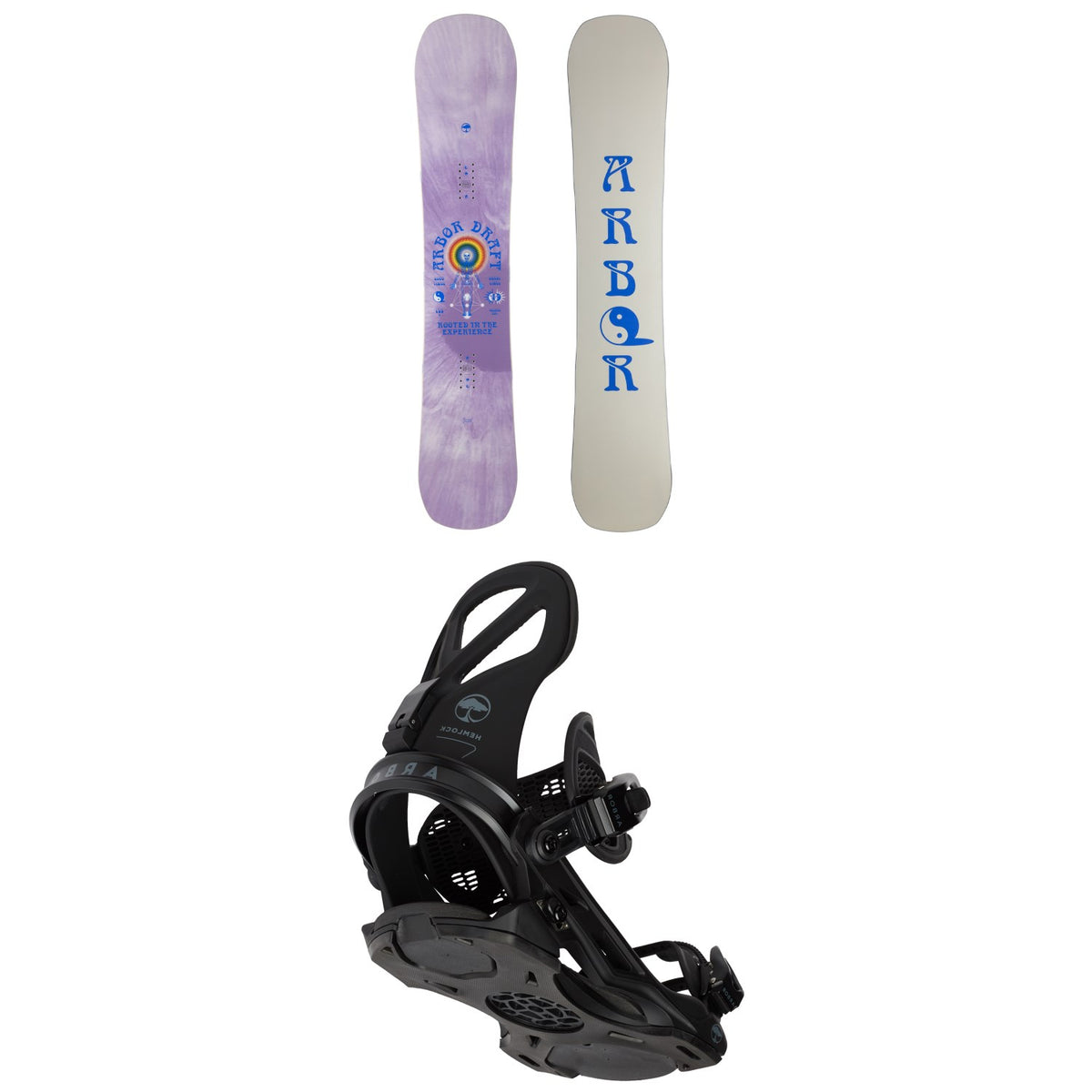 Arbor Draft Rocker Snowboard + Hemlock Frank April Snowboard Bindings 2022
