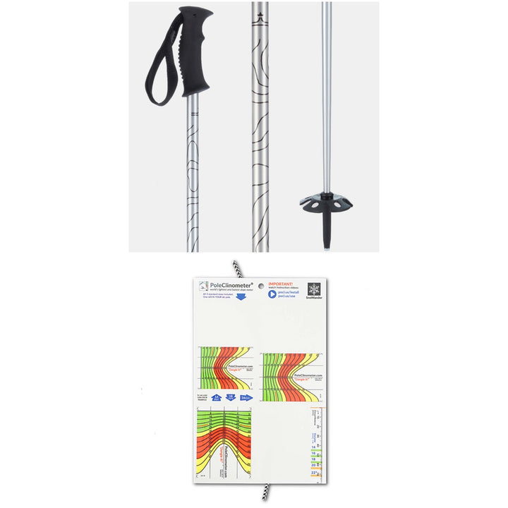 evo Way Up Adjustable Ski Poles 2021 + PoleClinometer evo Ski Pole Inclinometer Sticker