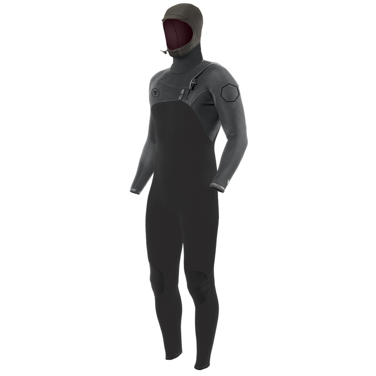 Vissla 4/3 High Seas II Hooded Chest Zip Wetsuit Charcoal